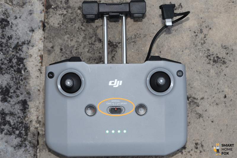 Über den Schieberegler lassen sich die unterschiedlichen Flugmodi der DJI Mini 3 Pro auswählen.